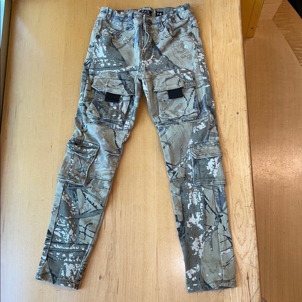 Kids Camo Cargo Pants - Green Camouflage